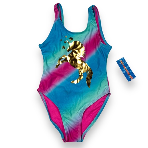 Girlsquad Unicorn Swimsuit One Piece Sz 4 - Picture 1 of 5